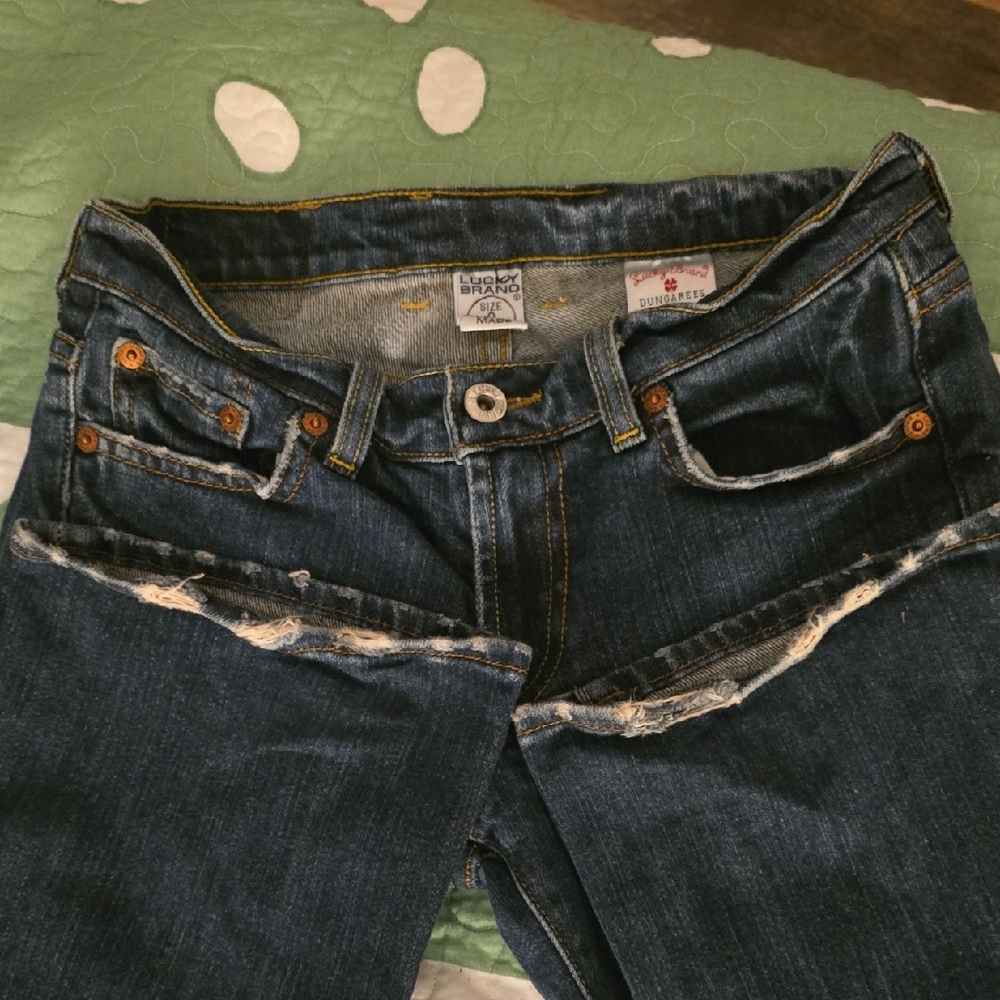 Lucky Brand Blue Boyfriend Jeans with Distressed Details
